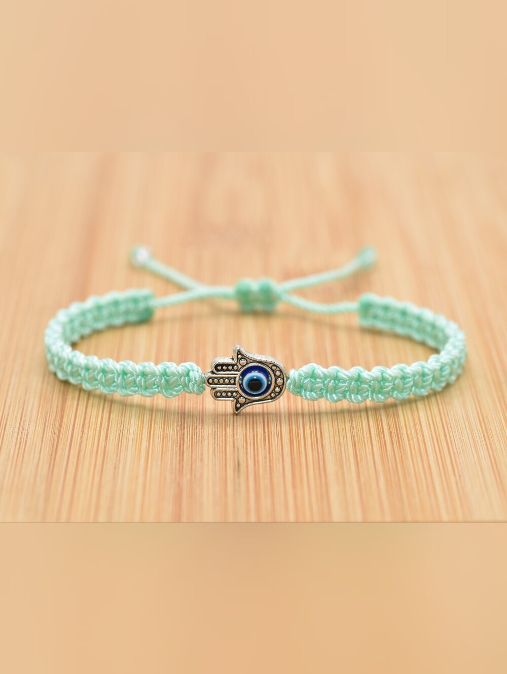 Hamsa hand bracelet, evil eye braided wristband